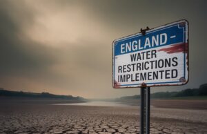 England could run out of drinking water in decade without new reservoirs, minister says Dry riverbed in England symbolizing the growing threat of an England drinking water shortage due to lack of reservoirs and climate change.