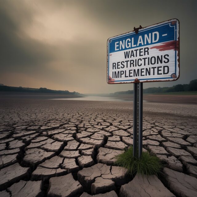 England could run out of drinking water in decade without new reservoirs, minister says Dry riverbed in England symbolizing the growing threat of an England drinking water shortage due to lack of reservoirs and climate change.