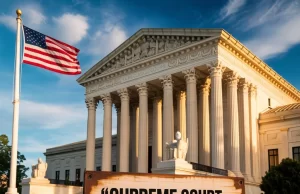 A Pivotal Victory: Supreme Court Narrows Injunction Power, Bolstering Trump’s Birthright Citizenship Order Supreme Court building with a sign on it which says Supreme Court Narrows Injunction Power.