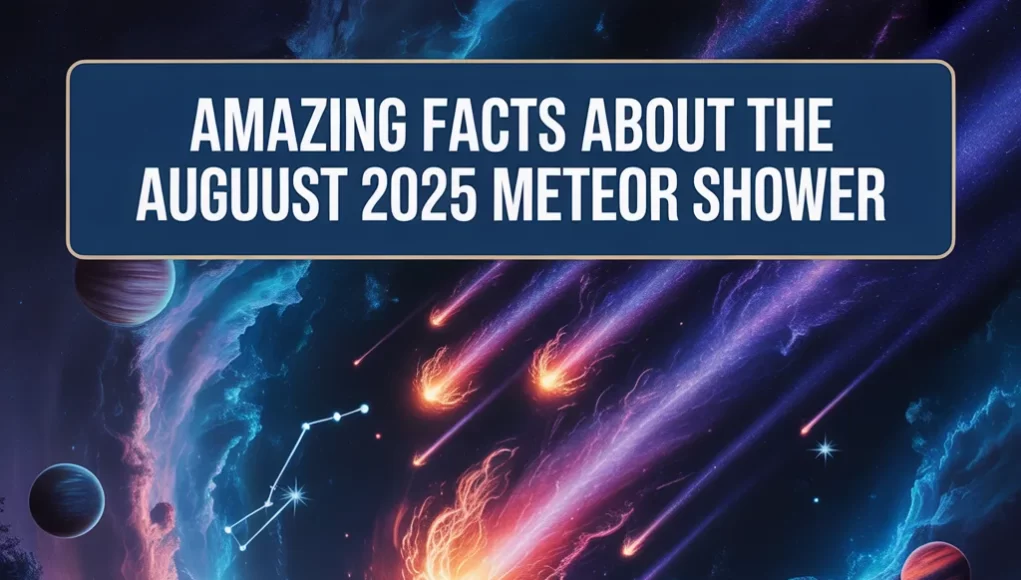 Amazing Facts about the August 2025 Colorful space picture of planets and shiny meteors, with emphasis on August 2025 Meteor Shower Amazing Facts and Viewing Guide.