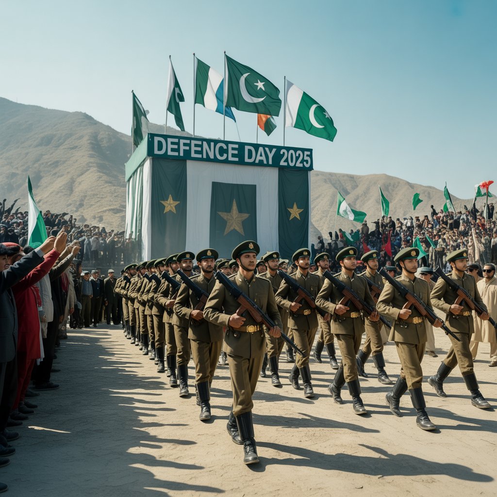 Defence Day 2025 ceremony in North Waziristan with parades, prayers, and tribal elders paying tribute to martyrs in Miranshah.
